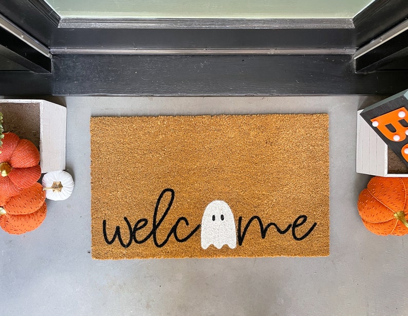 Halloween Doormat Ghost Mat Halloween Decor Outdoor Etsy