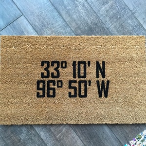 Custom Doormat Large, Custom Coordinates Gift Location, Personalized Doormat, GPS Coordinates Sign, Address Doormat Unique, Address Gift image 2