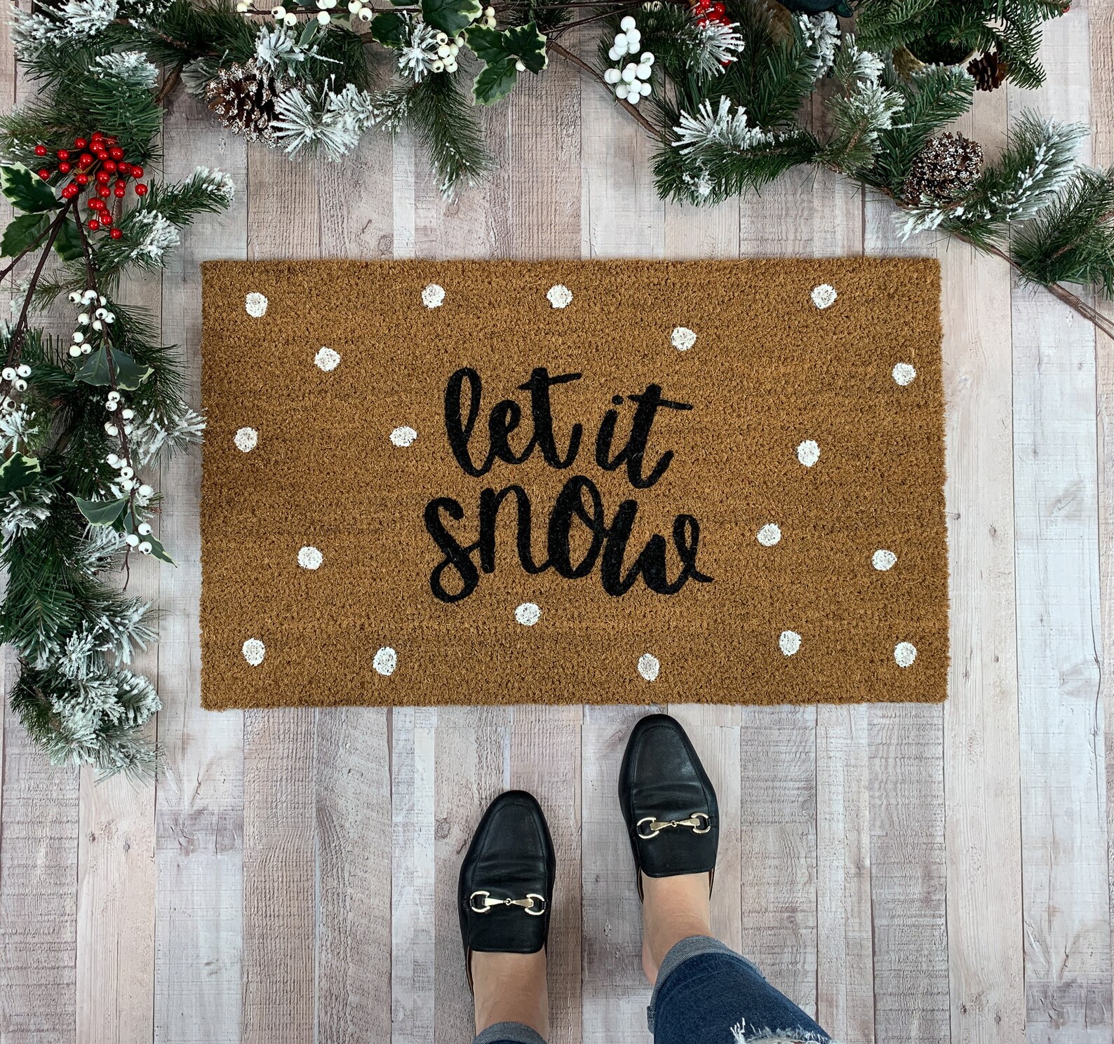Let It Snow Door Mat Christmas Doormat Christmas Etsy