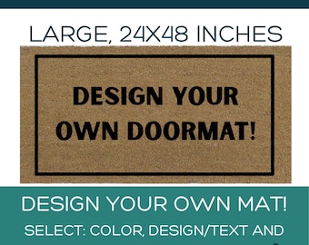 Custom Double Doormat, Large Size Coir Mat 24x48, Personalized Last Name Doormat, Housewarming Gift, Business Welcome Mat, Address Doormat