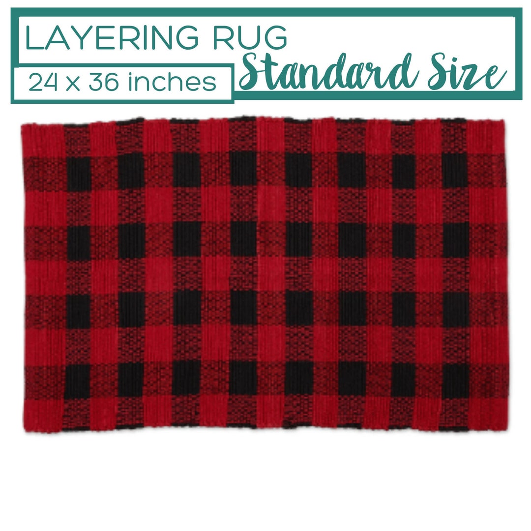 Plaid Layering Rug, Doormat Layering Rug, Christmas Rug, Rag Rug