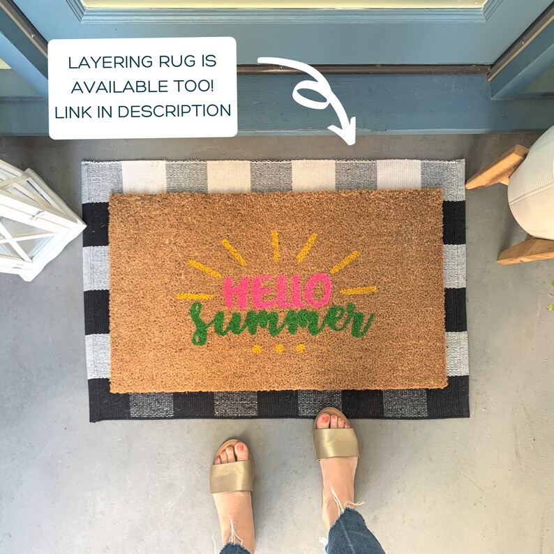 Hello Summer Doormat / Outdoor Doormat / Sunshine Mat Etsy