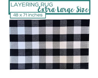 Doormat Layering Rug, Large Buffalo Check Entry Rug, Front Porch Rug, Buffalo Plaid Accent Rug, Black and White Area Rug, Entryway Rug