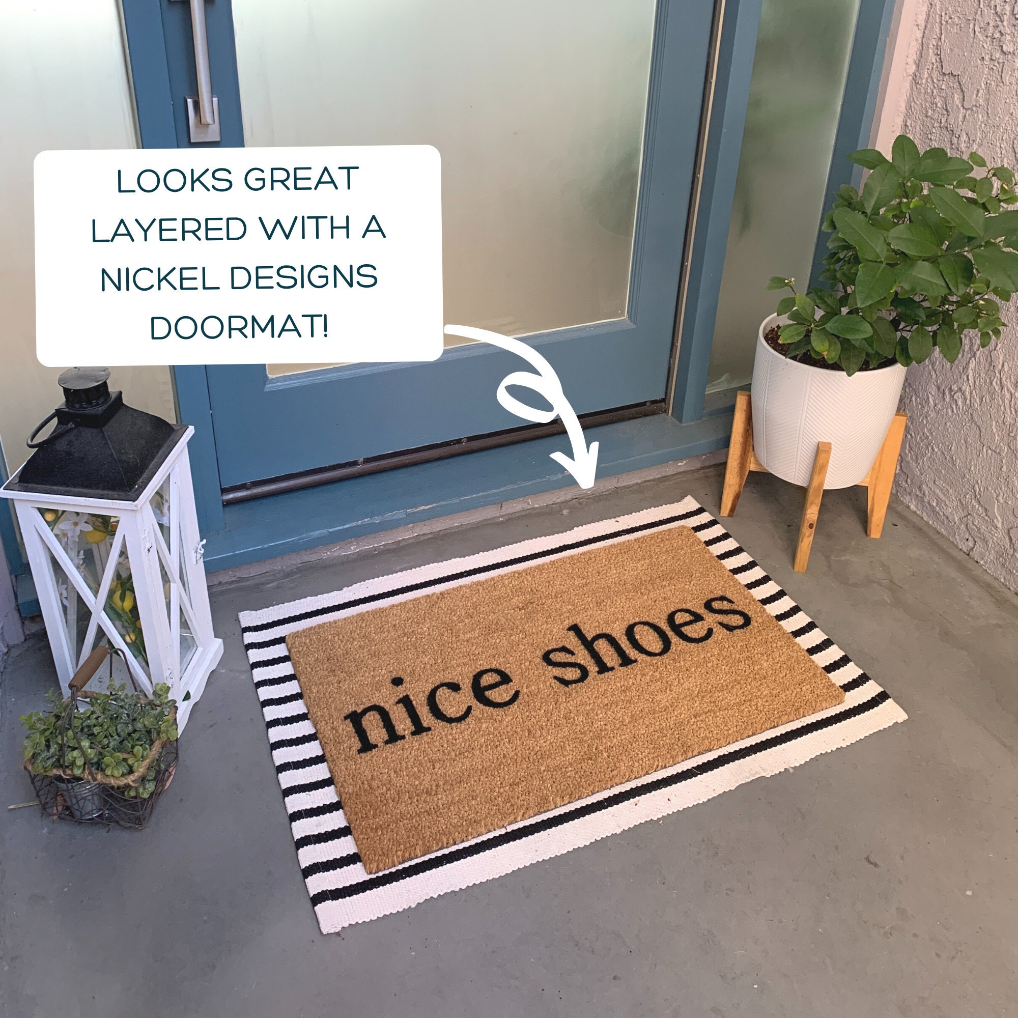 Black and White Striped Rug / Doormat Layering Rug / Small Etsy