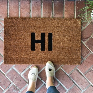 HI Doormat, Outdoor Welcome Mat, Modern Doormat, Coir Doormat, Front Door Mat, Doormat Decor, Housewarming gift First Home, Fall Door Mat