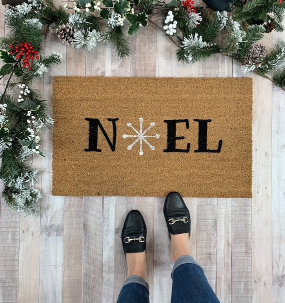 Christmas Doormat, Noel Doormat, Holiday Door Mat, Holiday Decor for front door, Snowflake Door Decor, Traditional Christmas Decor, Coir Mat