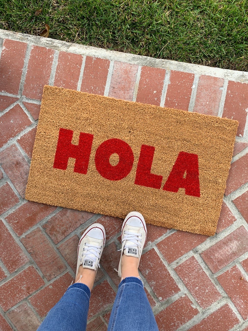 Modern HOLA Doormat / Spanish Doormat / Funny Doormat / Front Etsy