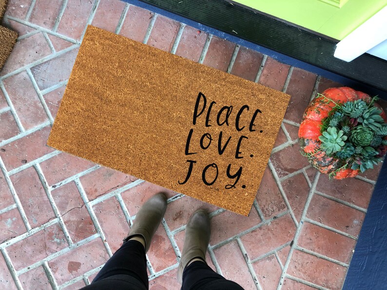 Peace love joy Doormat / Mat / Christmas Doormat / Etsy