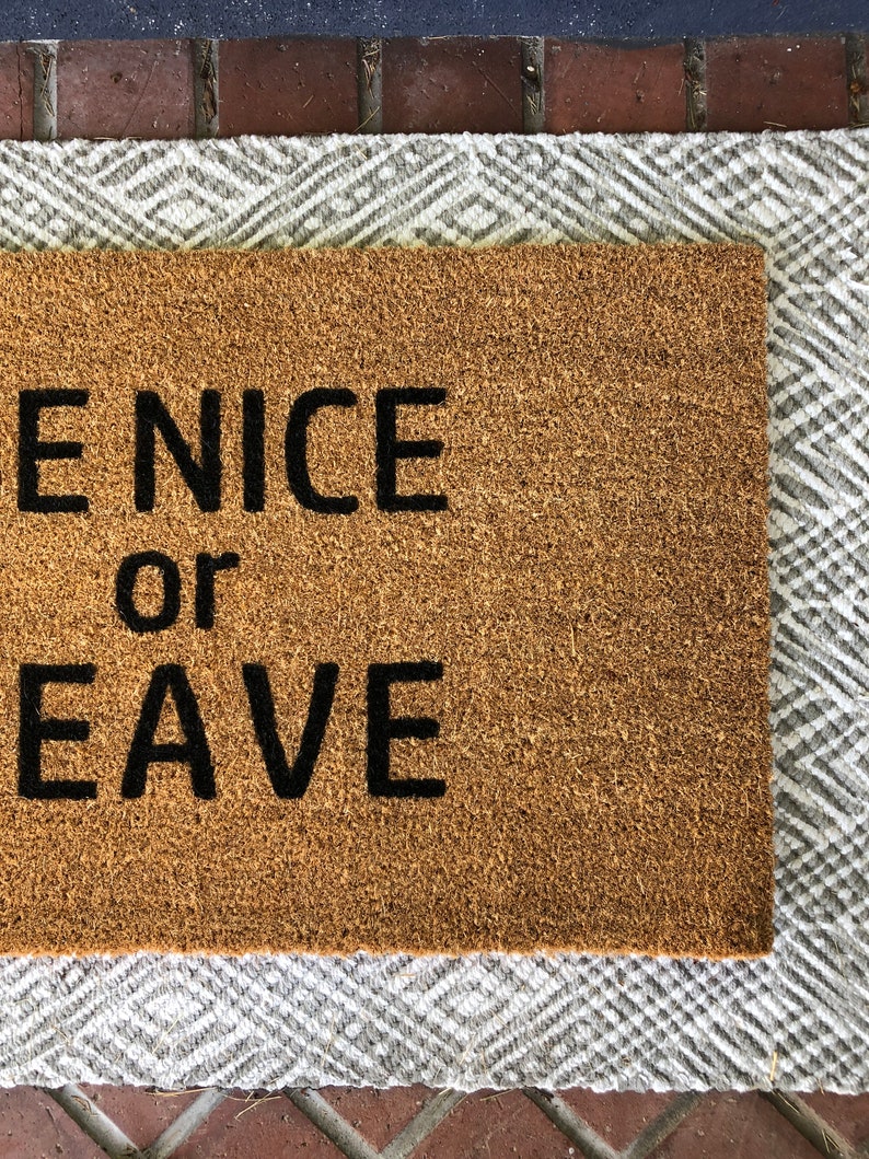 Be Nice Or Leave Doormat, Funny Doormat Outdoor, Housewarming Doormat, Rude Door Mats, New Home Gift for couple, Front Door Mat, Doormat rug image 6