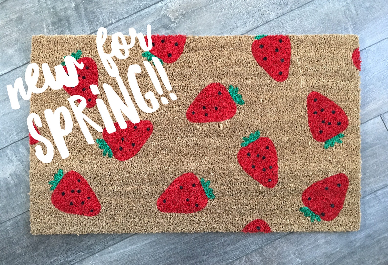Strawberry Doormat / Custom Mat / Spring Doormat / Etsy