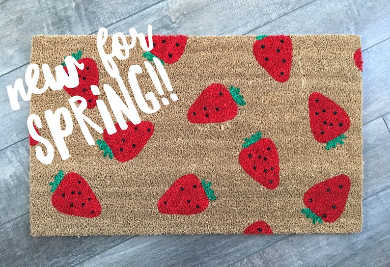 Strawberry Doormat / Custom Mat / Spring Doormat / Etsy