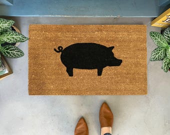 Pig Doormat, Outdoor welcome mat, Pig Decor, Pig Mom Gift, Cute Doormat, Coir Welcome Mat, Farm Door Mat, Farm Decor for Porch
