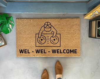 Funny Doormat Outdoor, Gift for DJ, Modern Doormat, Doormat Layering Rugs, Entryway Rug, Front Door Mat for Guy, New Home Gift for couple