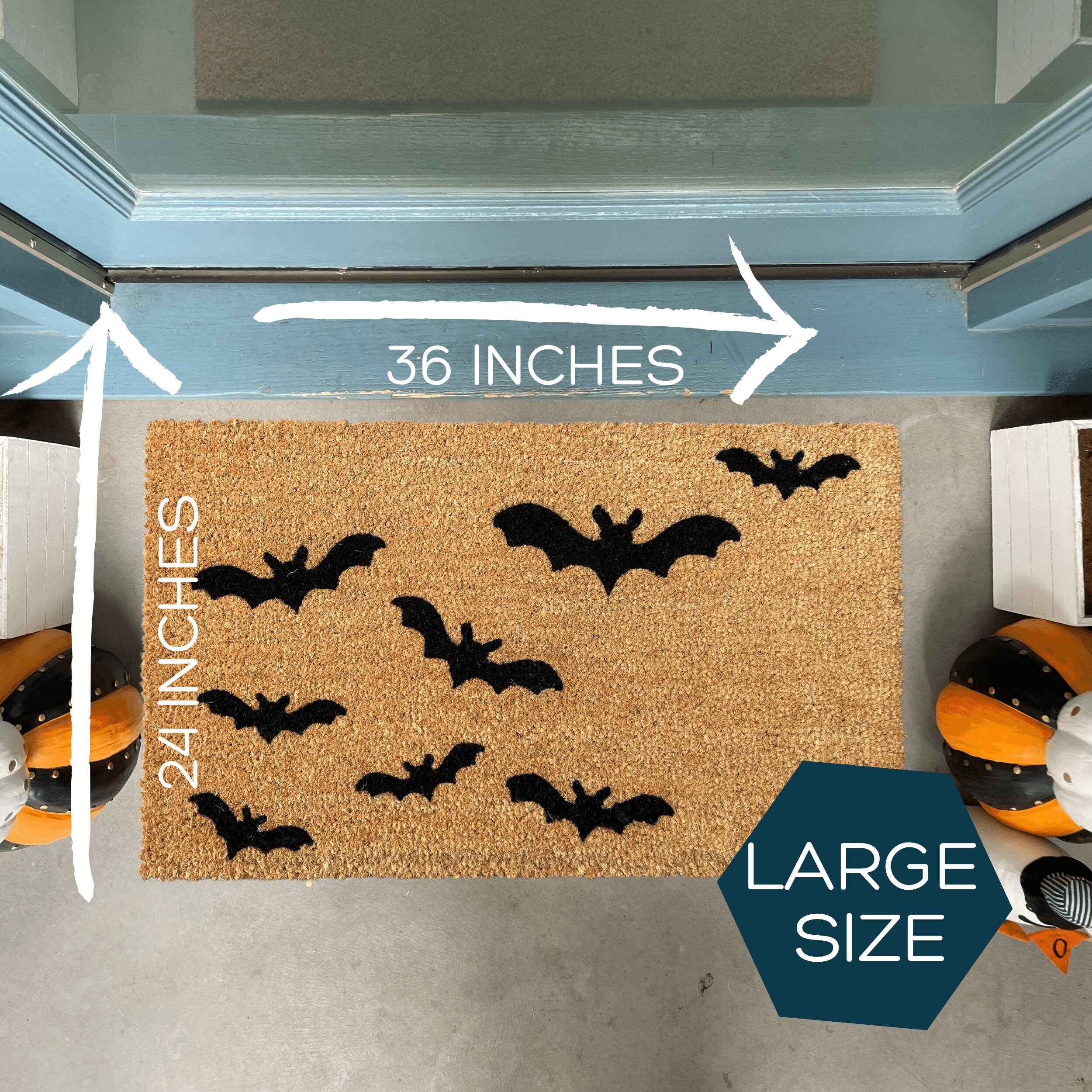 Paillasson Halloween Forme Chauve-souris | 80x40 Cm | Antidérapant En Polyester | Pour Intérieur/extérieur