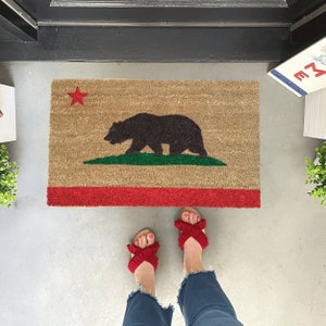California Bear Doormat, Custom State Doormat,  California Welcome Mat, Unique Doormat, State to State Gift, Moving Away Gift for friend