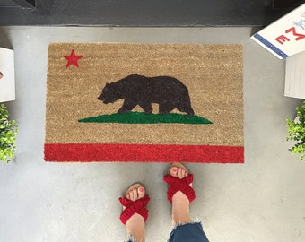 California Bear Doormat, Custom State Doormat,  California Welcome Mat, Unique Doormat, State to State Gift, Moving Away Gift for friend