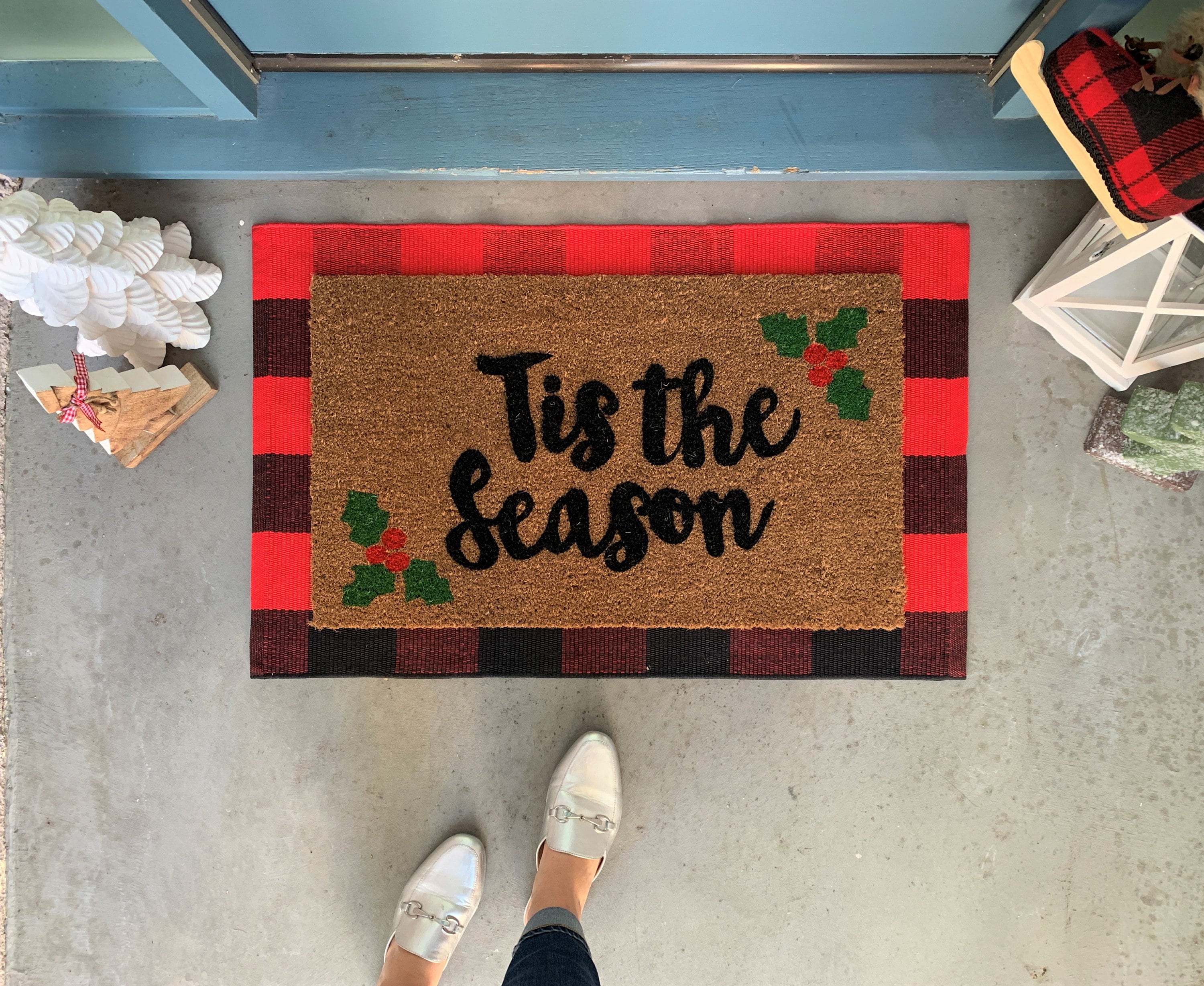 Holiday Doormat / Winter Doormat / Christmas Door Mat / Tis Etsy