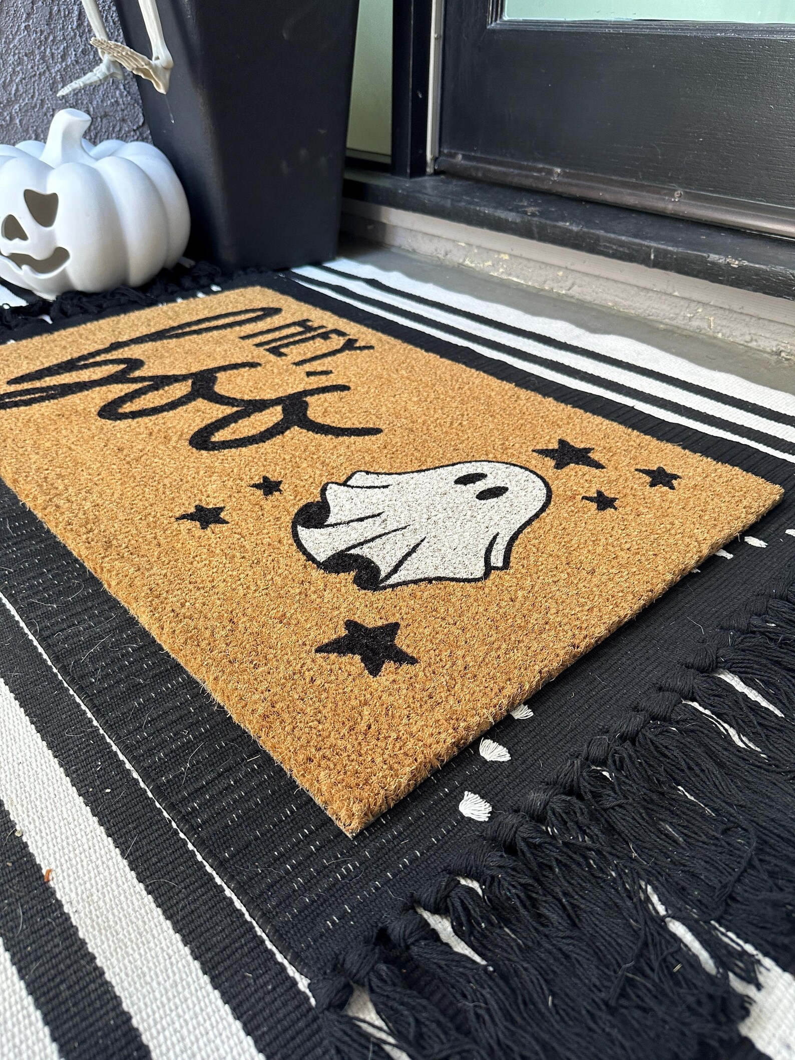 Hey Boo Doormat Halloween, Ghost Doormat Large, Outdoor Halloween Decor ...