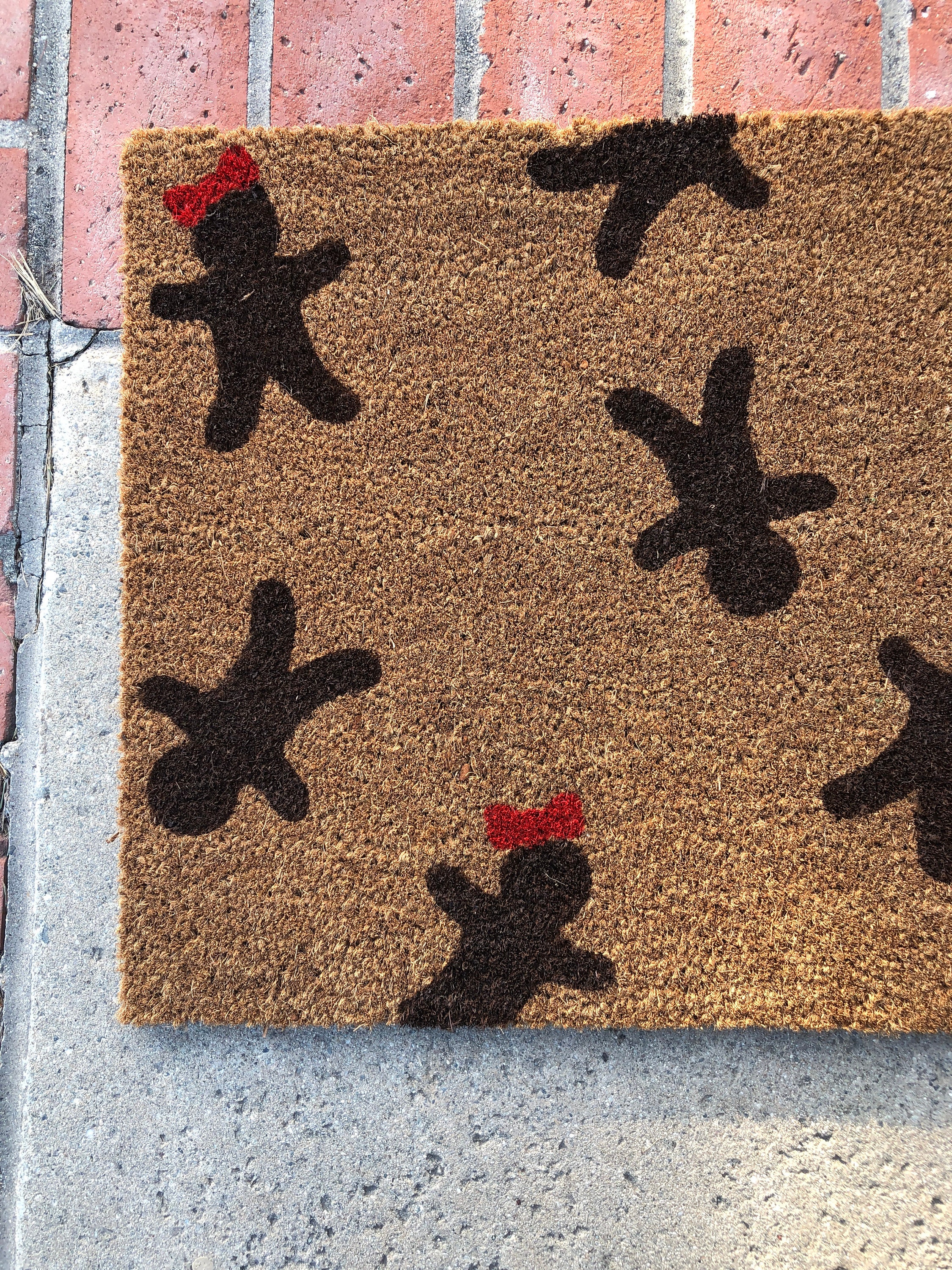 Gingerbread Decor, Christmas Doormat, Holiday Welcome Mat, Gingerbread ...
