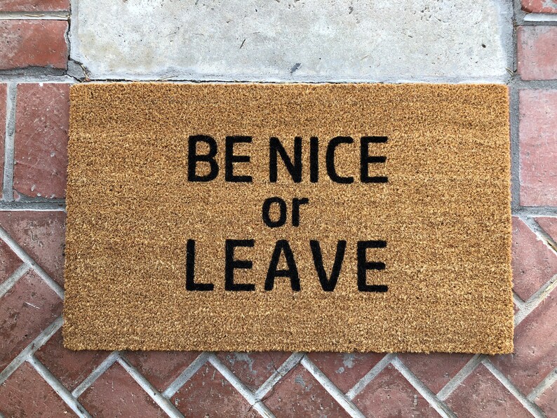 Be Nice Or Leave Doormat, Funny Doormat Outdoor, Housewarming Doormat, Rude Door Mats, New Home Gift for couple, Front Door Mat, Doormat rug image 5