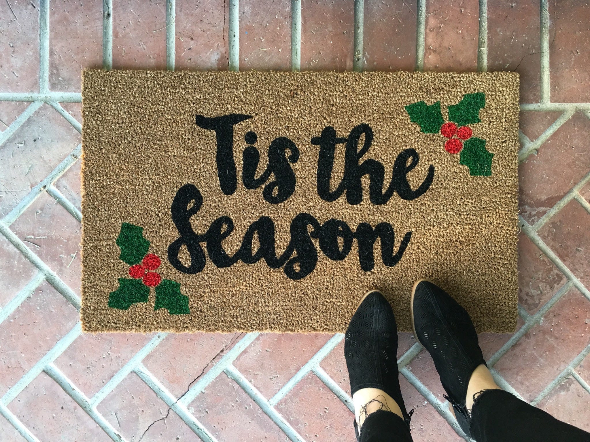 Holiday Doormat / Winter Doormat / Christmas Door Mat / Tis Etsy