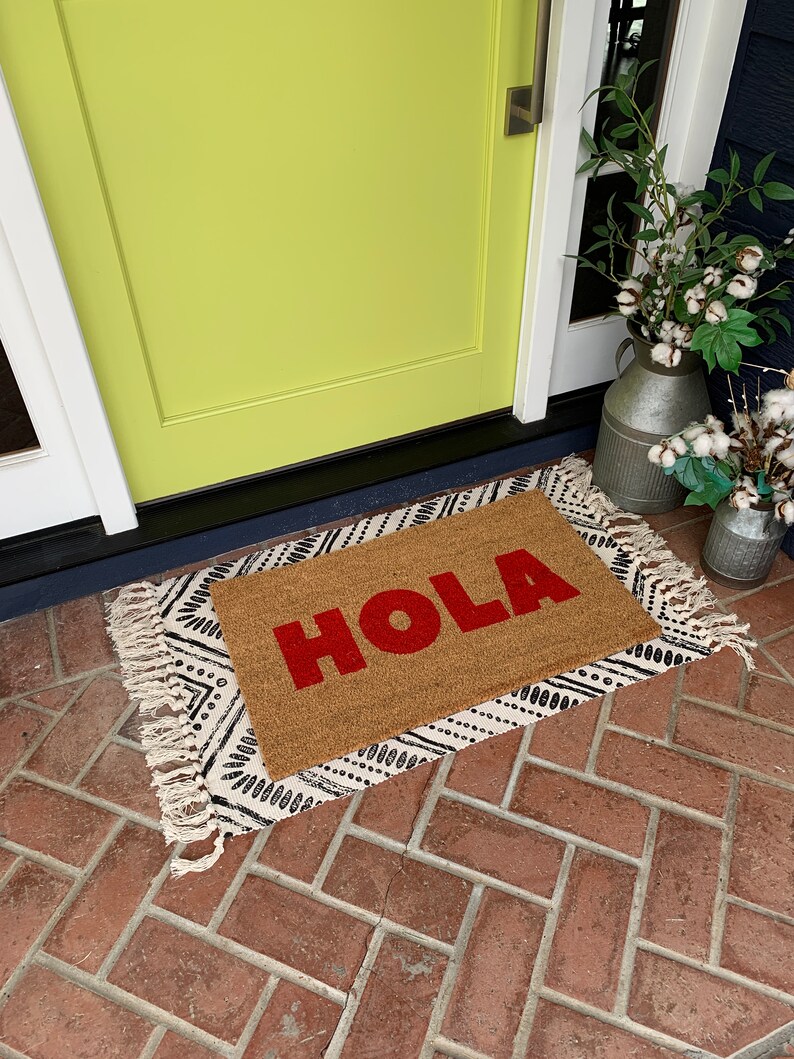 Modern HOLA Doormat / Spanish Doormat / Funny Doormat / Front Etsy