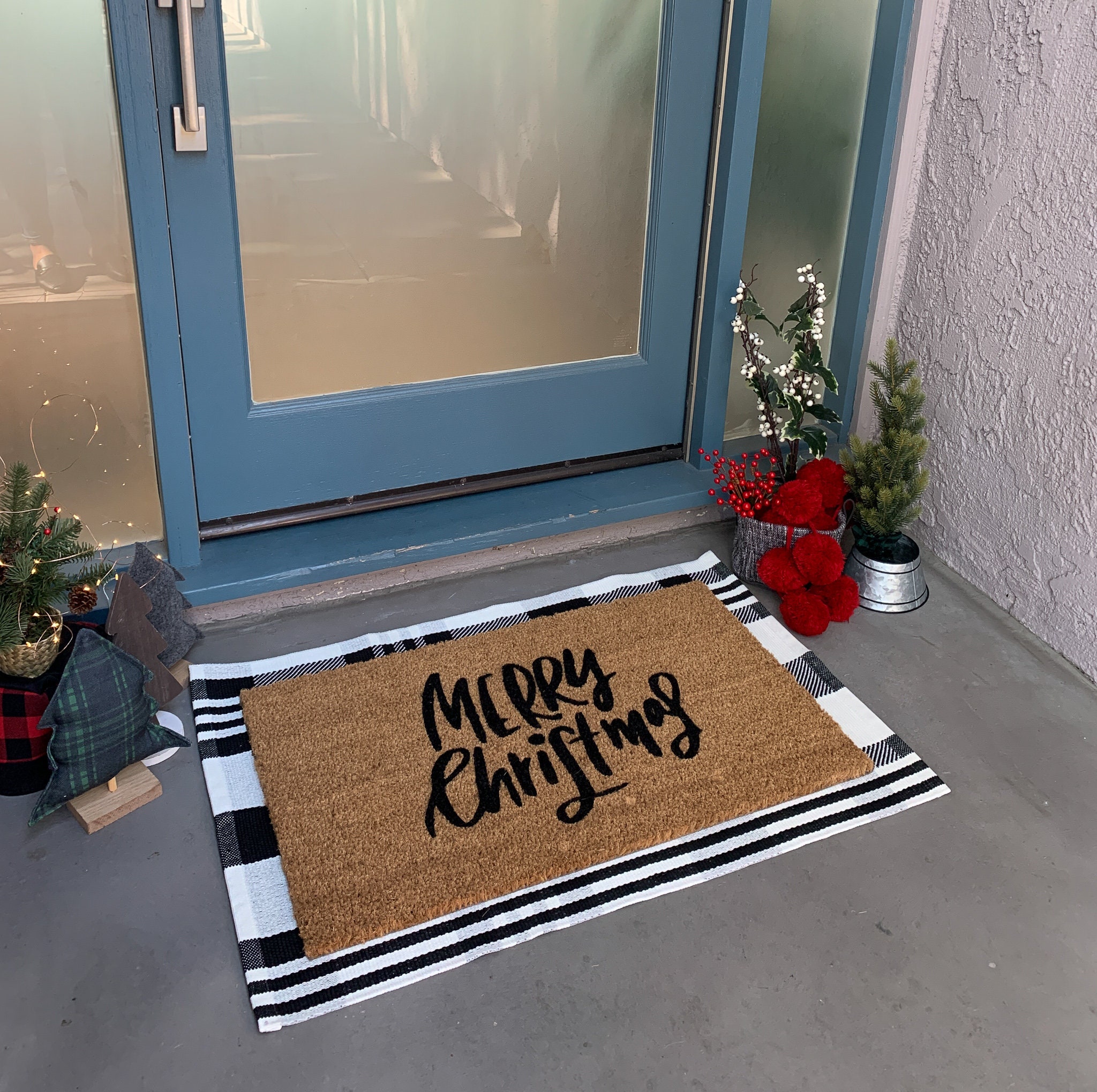 Merry Christmas Doormat / Winter Doormat / Front Door Mat / Etsy