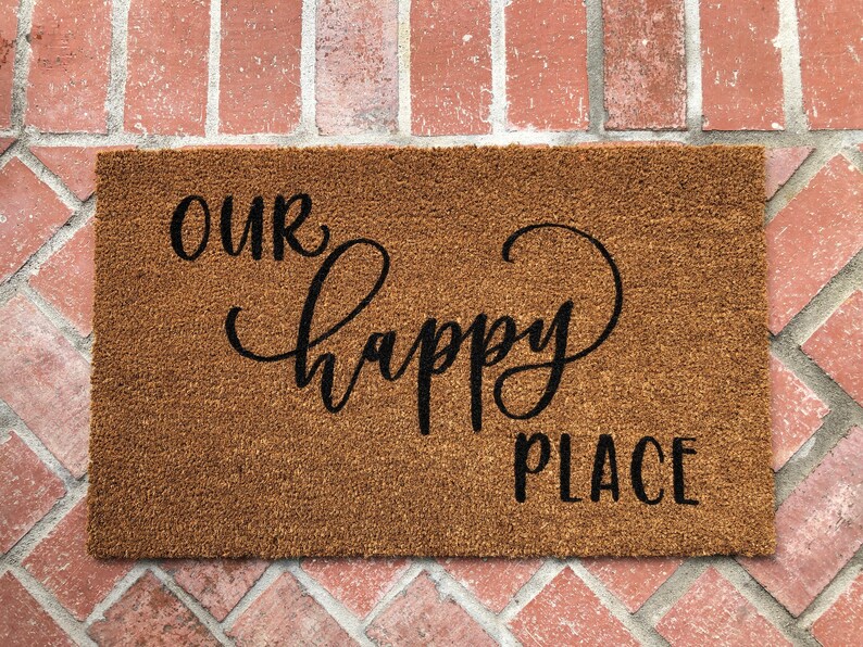 Our Happy Place Doormat / Farmhouse Doormat / Custom Etsy