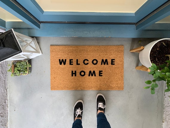 Modern Welcome Home Doormat, Mid-century Decor, Coir Doormat, Front Door Mat,  Simple Decor for Porch, Minimal Welcome Mat, Outdoor Door Mats 