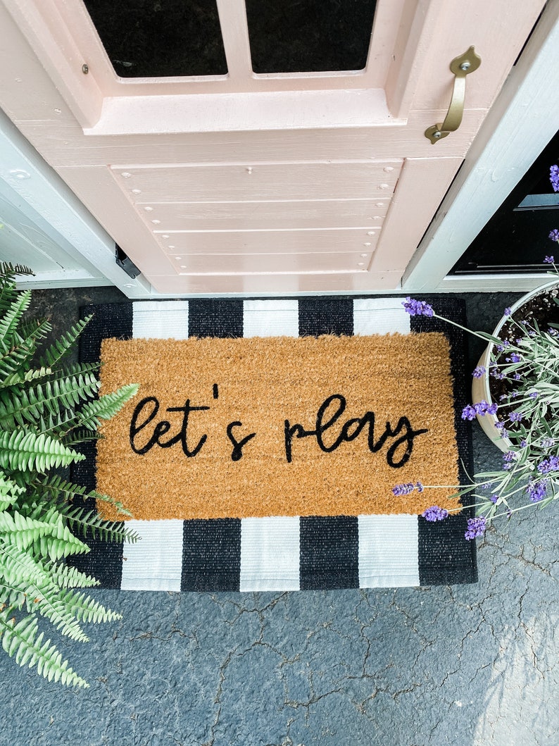 Mini Playhouse Doormat Let's Play Mat 24 Inch Etsy