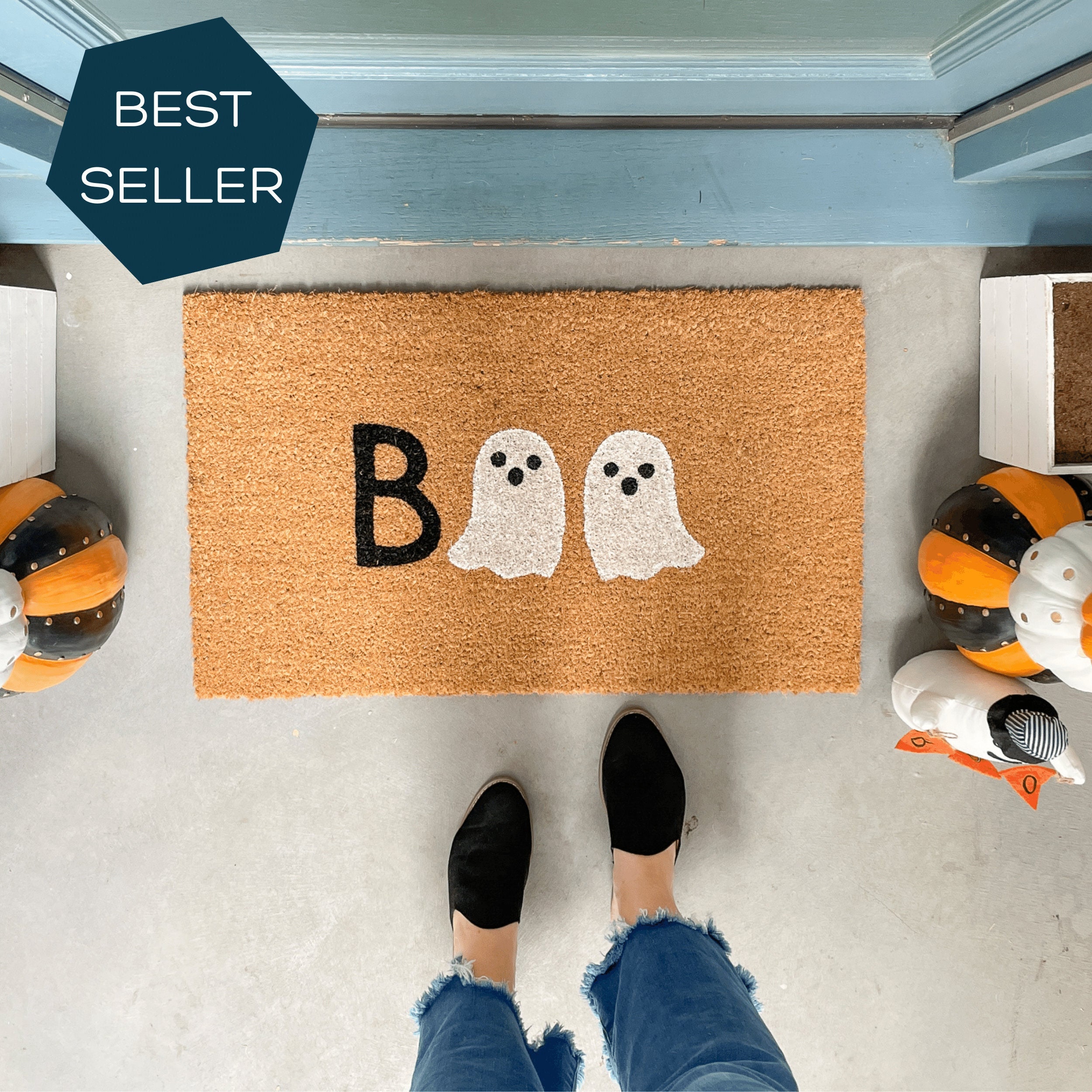 Halloween Doormat, Ghost Doormat Large, Ghost Decor, Halloween Decor, Boo Doormat, Halloween Decorations, Glow in the Dark, Fall Decorations
