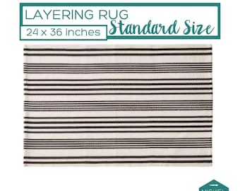 Black and White Striped Rug, Doormat Layering Rug, Small Accent Rug, Boho Area Rug, Layered Doormat, Front Porch Rugs, Outdoor Entry Rug