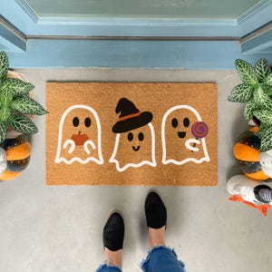 Halloween Ghost Doormat, Spooky Season Porch Decor, Ghost Doormat Large, Outdoor Halloween Porch Decor, Witch Door mat, Ghost Welcome Mat