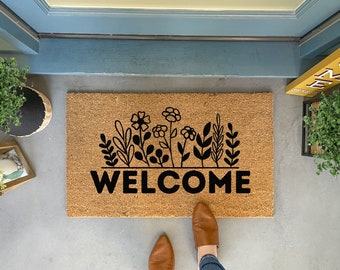 Flower Doormat, Spring Doormat Outdoor, Daisy Doormat, Modern Doormat, Spring Porch Decor, Large Doormat Outdoor, Closing Gift for New Home