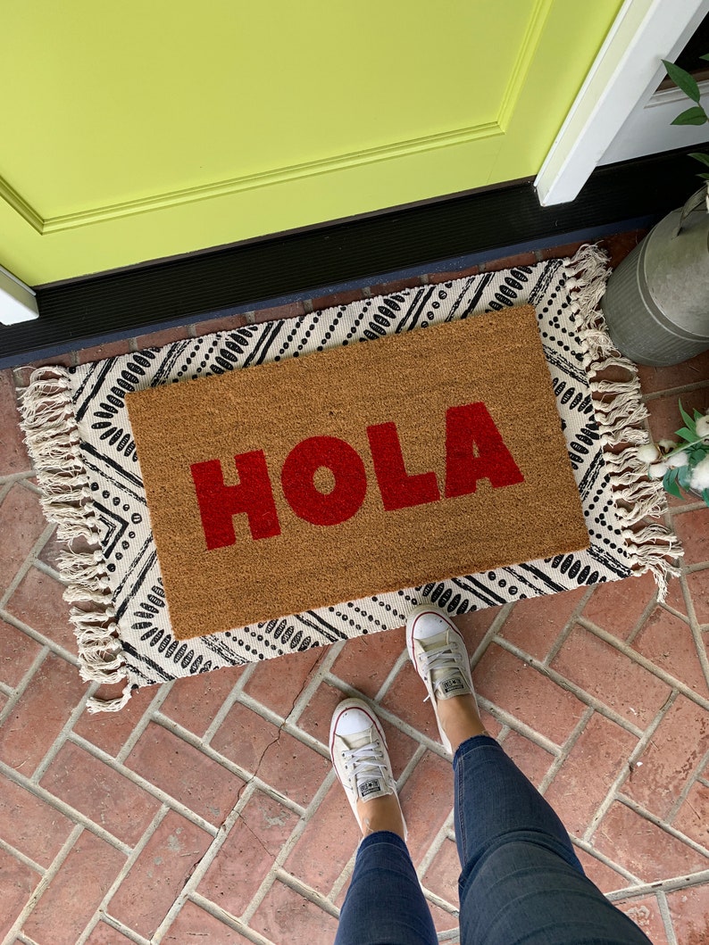Modern HOLA Doormat / Spanish Doormat / Funny Doormat / Front Etsy