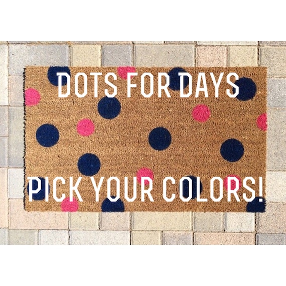 Polka Dot Doormat Custom Door Mat Cute Doormat Etsy