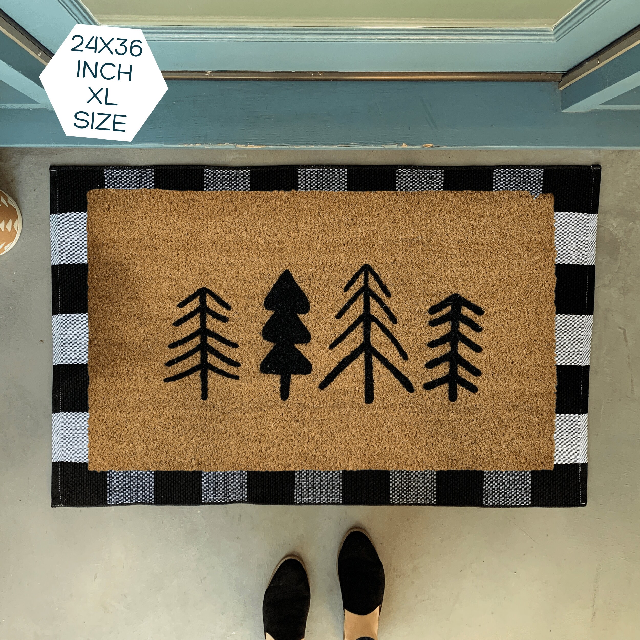 Modern Trees Rustic Winter Doormat  Rustic winter, Door mat, Custom doormat