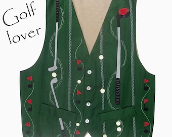 Festive Silk Golf Lover's Waistcoat or Vest