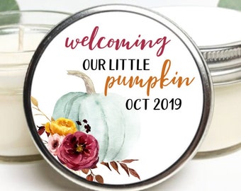 Set of 25 Baby Shower Favors | Pumpkin Baby Shower | Autumn Theme Party | Custom Gift | Baby Shower Party Favor | Customized Candle Favors