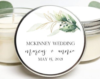Bulk Wedding Favors | Greenery Wedding Favor | Botanical Wedding | Custom Gifts | Personalized Favors | Soy Candle Favors | Emerald Green