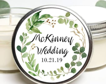 Set of 25 Mason Jar Wedding Favors | Greenery Wedding Favor | Botanical Wedding | Custom Gifts | Personalized Favors | Soy Candle Favors