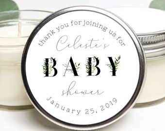Set of 25 Baby Shower Favors | Greenery Baby Shower | Botanical Baby Shower | Custom Gift | Baby Shower Party Favor | Custom Candle Favor