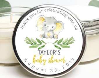 Set of 25 Baby Shower Favors | Elephant Baby Shower | Baby Shower Gift | Baby Boy | Customized Favor | Mason Jar Candles | Shower Gift Ideas