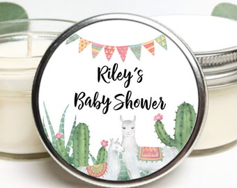 Set of 25 Baby Shower Favors | Llama Themed Favor | Cactus Baby Shower | Custom Gift | Soy Candle Mason Jar Favor | Custom Baby Shower Gift