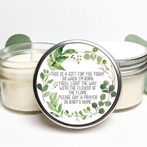 Bulk Baby Shower Favors Soy Candle | Botanical Baby Shower Prayer Candle | Custom Gifts for Guests | Bulk Small Candle Party Favors