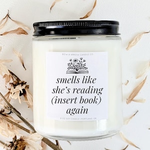 Smells Like She's Reading Again Candle | Custom Book Candle for Reading Lover | Custom Dark Academia Bookish Gift  | Funny Candle Gifts