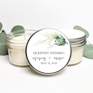 Bulk Wedding Favors | Greenery Wedding Favor | Botanical Wedding | Custom Gifts | Personalized Favors | Soy Candle Favors | Emerald Green