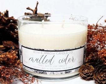 Mulled Cider Scented 15 oz Soy Candle | Double Wick Candle | Fall Candle | Cider Candle | Autumn Scents | Soy Wax Candle | Eco Friendly