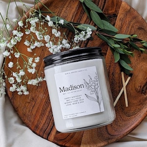 May Birth Month Flower Candle with Personalized Name and Text | Birthday Gift for Girl Friend | Custom Gift for Her | May Birthday Candle