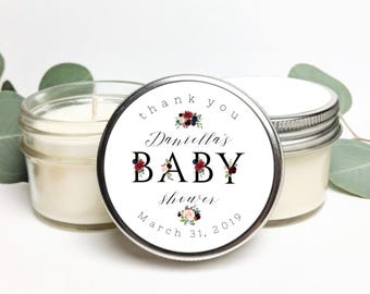 Set of Baby Shower Favors | Floral Baby Shower | Botanical Baby Shower | Bulk Custom Gift | Baby Shower Party Favor | Custom Candle Favor
